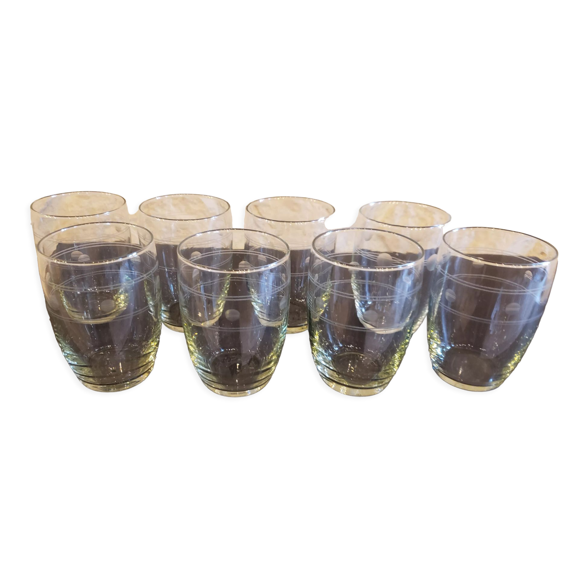 8 engraved water glasses
