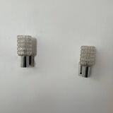 Paire d'appliques vintage, métal chromé et verre moulé pressé, Italie, 1970