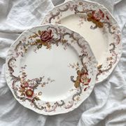 2 polychrome ironstone dinner plates "Wentworth" by Emile Bourgeois