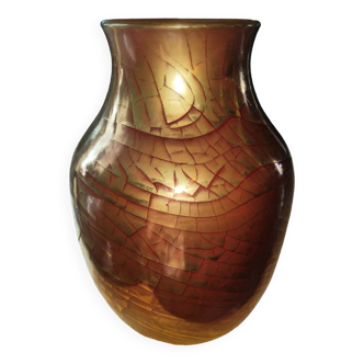 Vase Jules ernenwein alsace feuille or et rouge