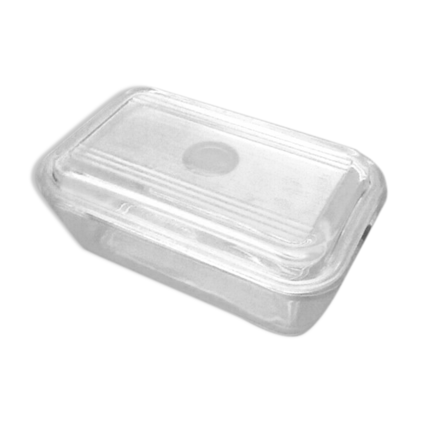 Duralex butter dish France 1950s transparent glass