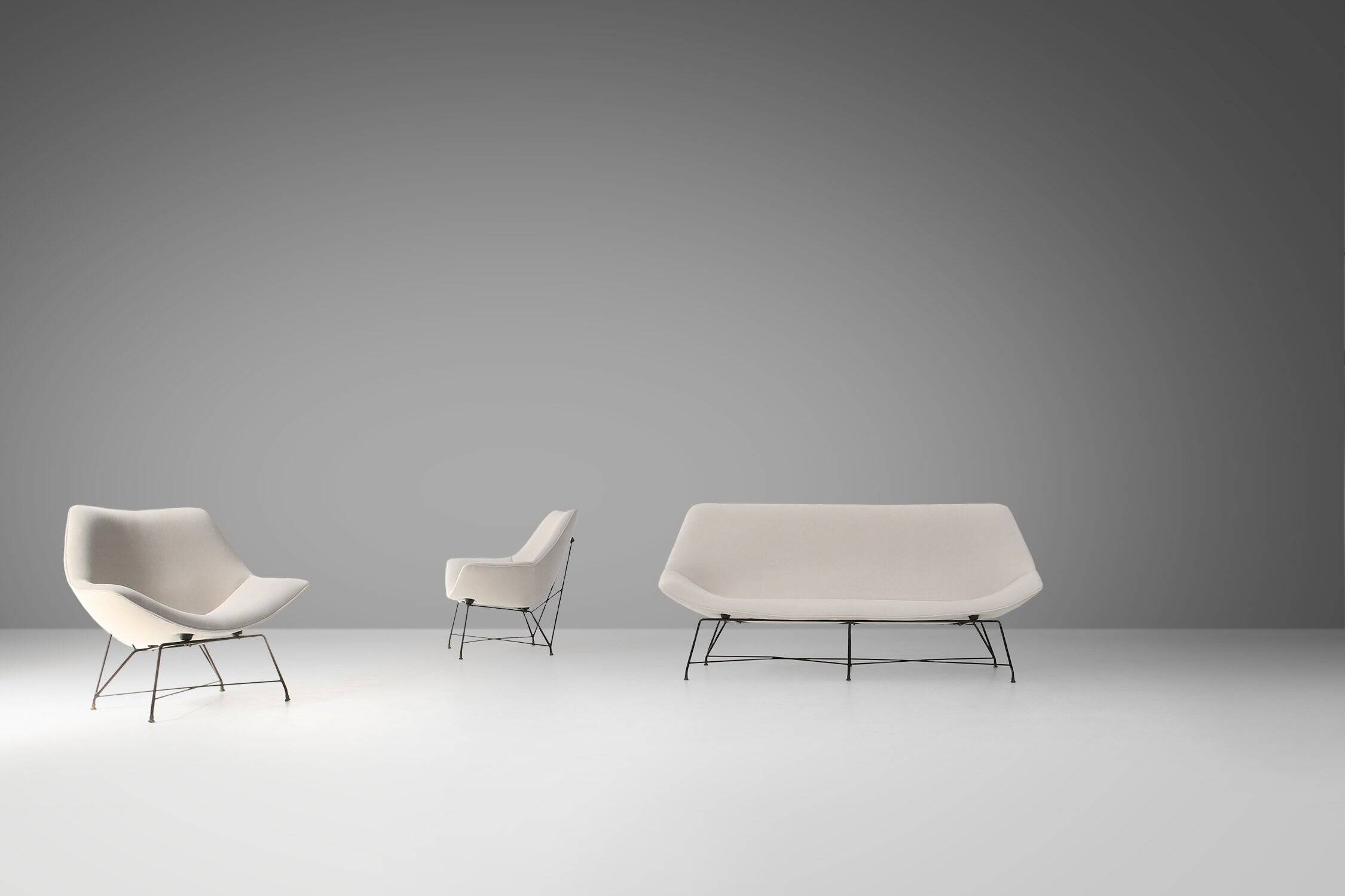 Cosmos Living Room Set of 3 by Augusto Bozzi for Saporiti, Italy, 1954