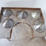 Antique industrial mirrored reflector shade pendant