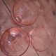 Lot of 3 old light pink water glasses from the 1950s