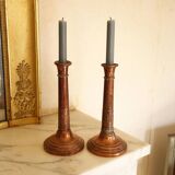 Paire de chandeliers en cuivre ancien
