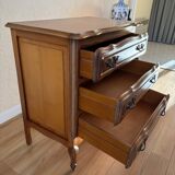 Vintage wooden chest of drawers, Louis XV style with curved drawers