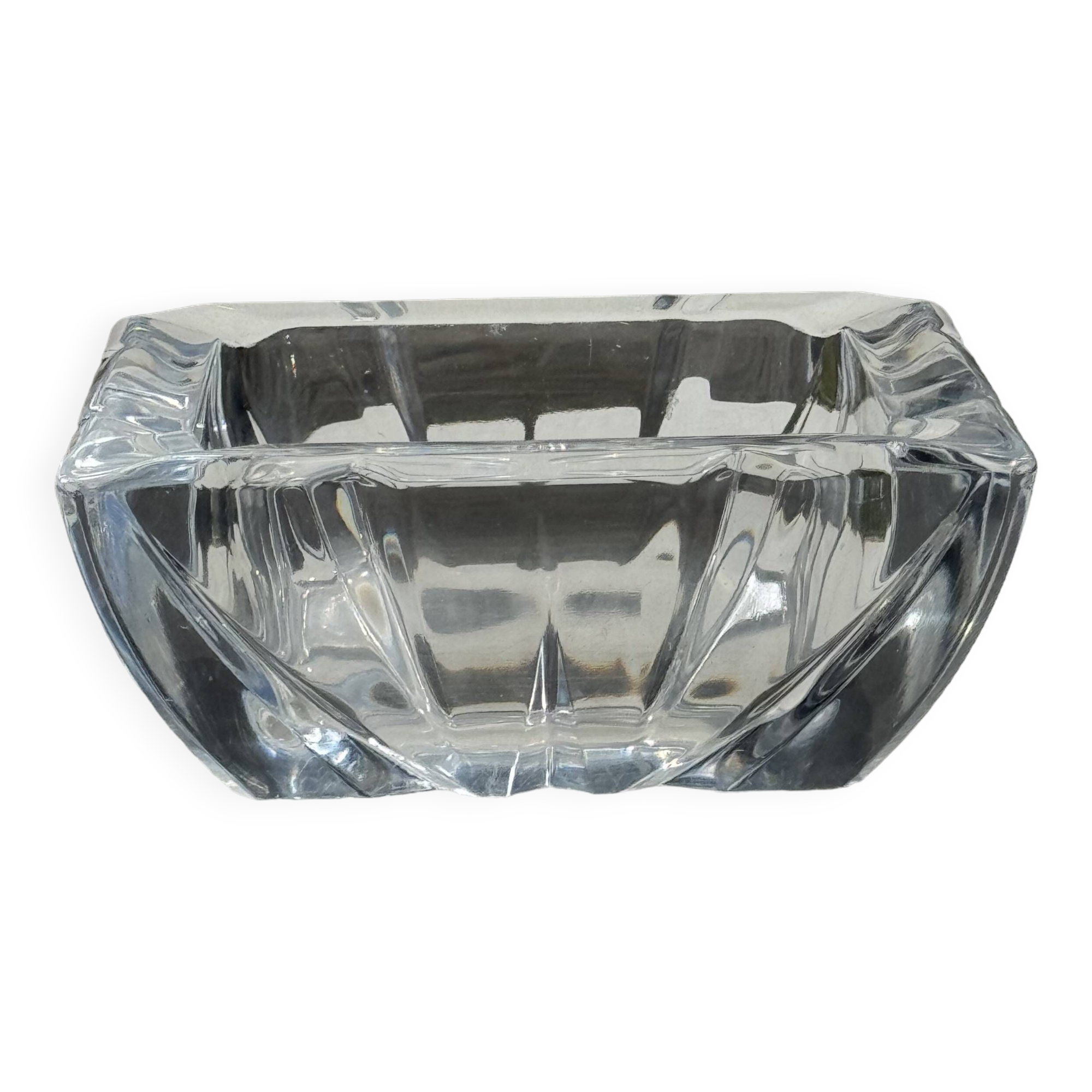 Large vintage square solid glass ashtray