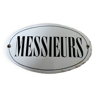 Ancienne plaque émaillée « Messieurs »