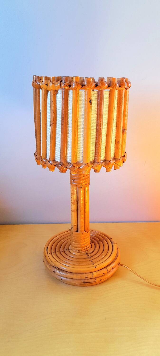 Rattan lamp by Louis Sognot 1950s