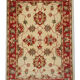 Red beige wool rug handmade oriental carpet traditional living room rug- 86x123cm