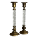 Pair of twisted metal and glass candlesticks