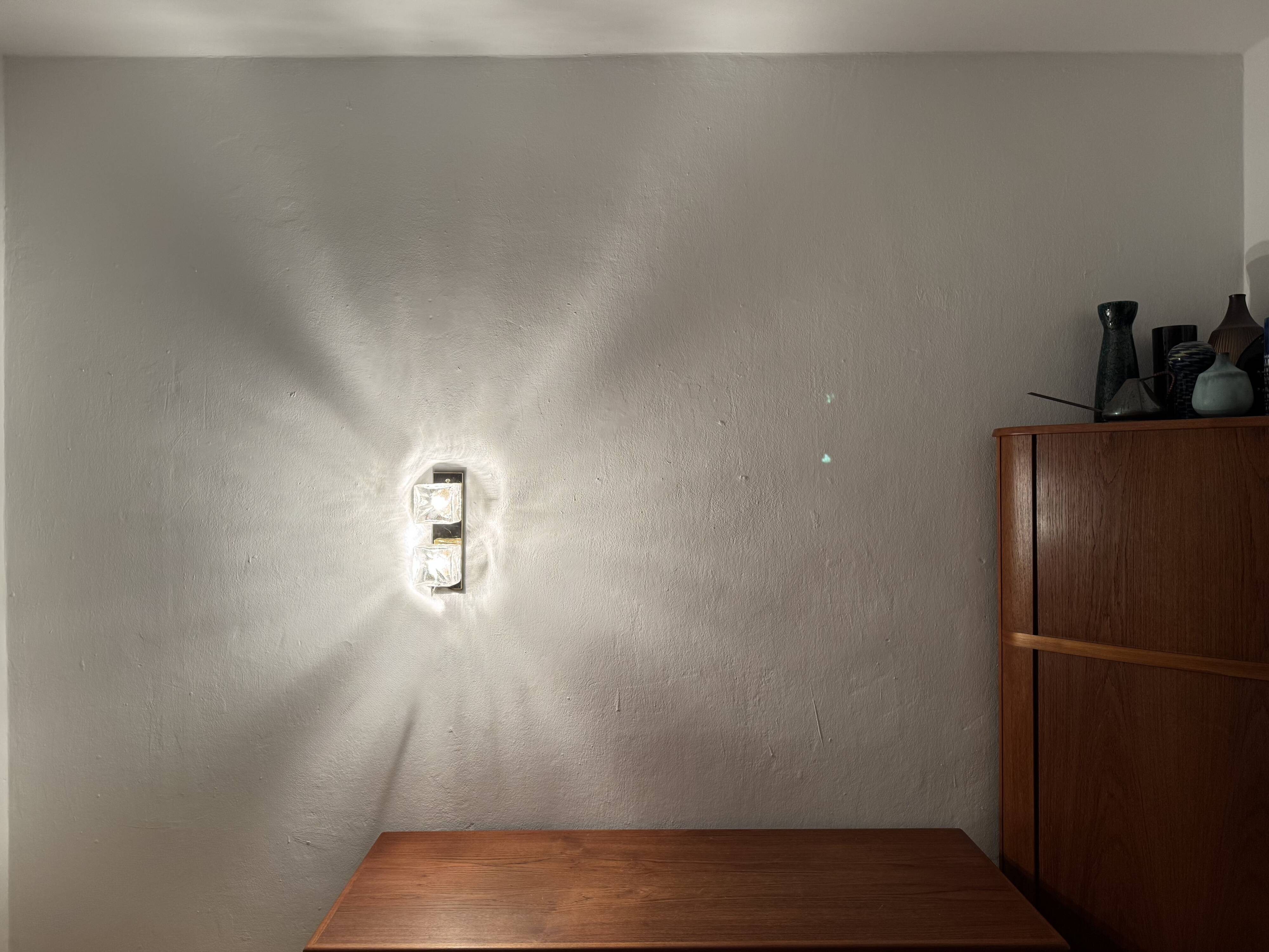 Set of 2 Ice Cube Wall Lamps or Flush Lights by J.T. Kalmar