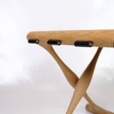 Stool Model PH 43 Made In Oak & Stretched Black Full Grain Leather By Poul Hundevad