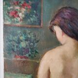 Peinture à l'huile de femme nue impressionniste.