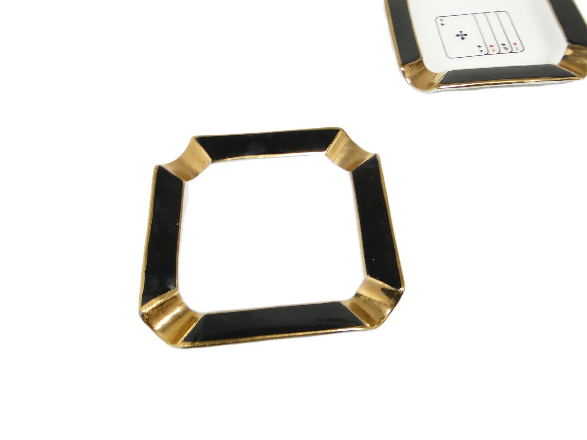 Set of three bridge ashtrays, mid-century modern, porcelain, Ćmielów, Poland, 1960s.