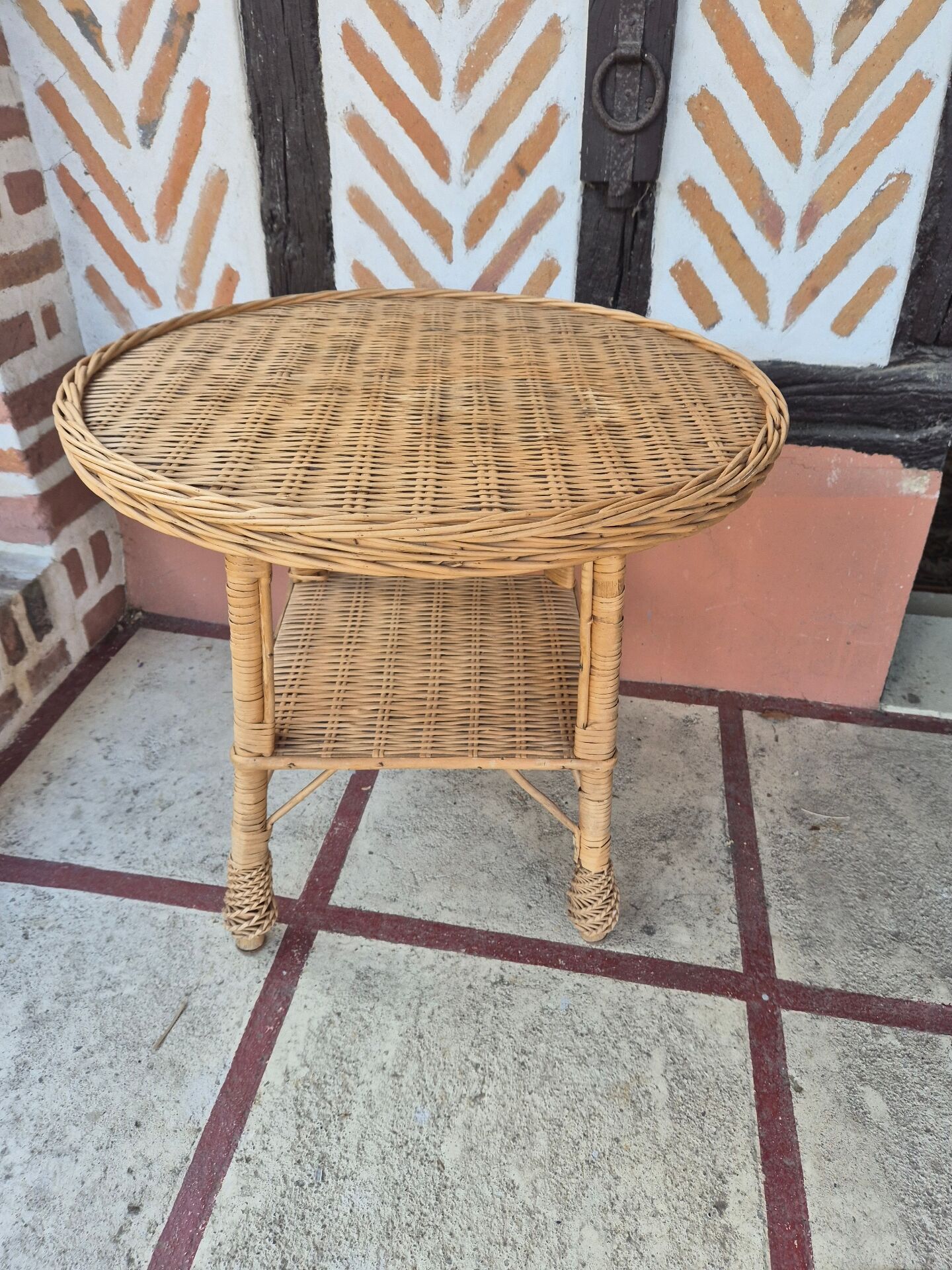 Vintage rattan wicker coffee table