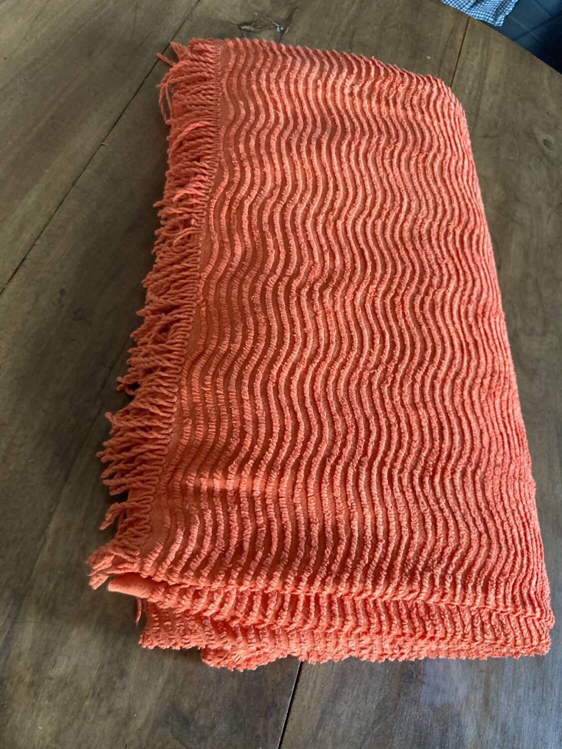 Orange chenille double bed cover