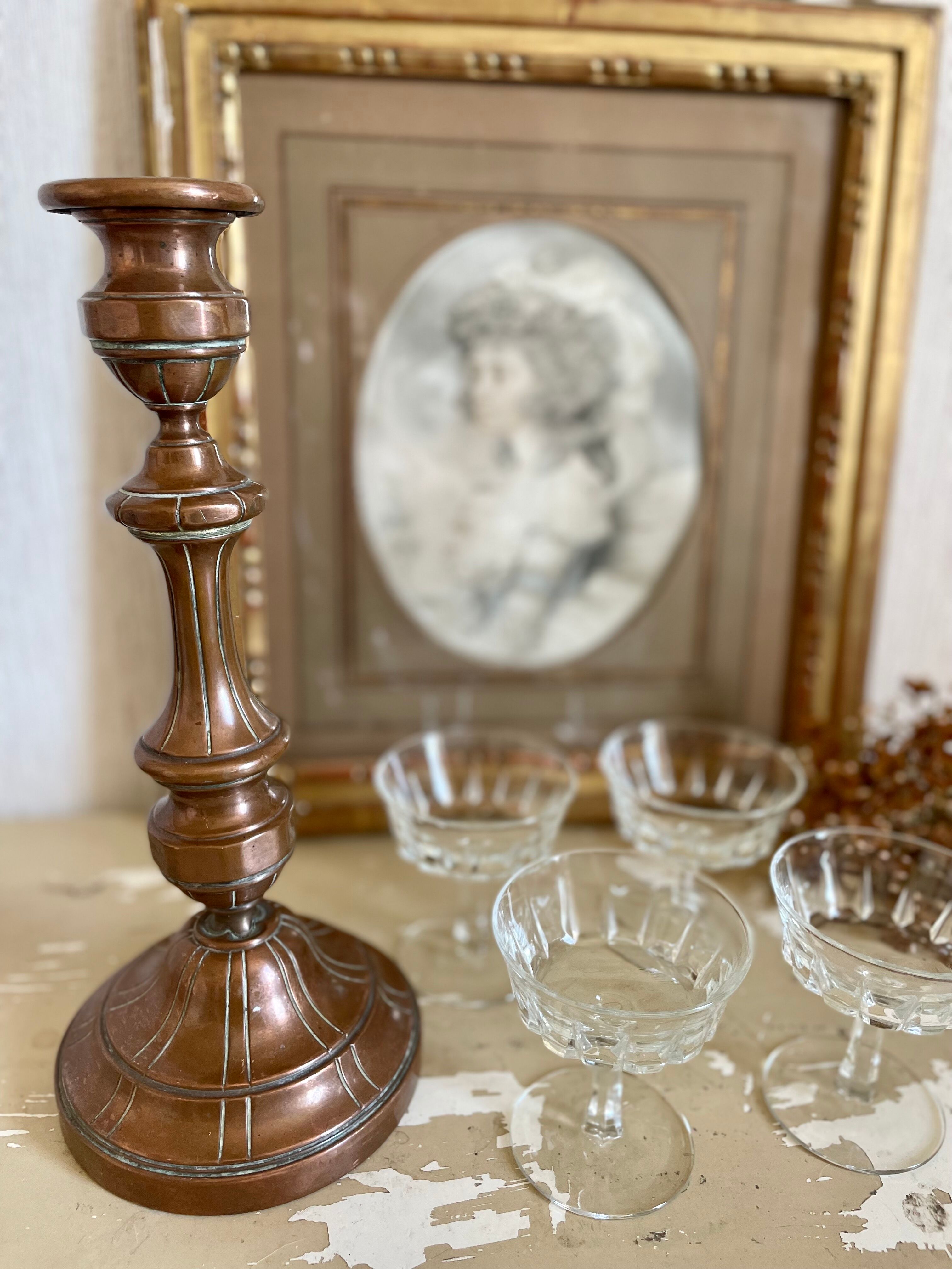 Vintage copper brass candle holder