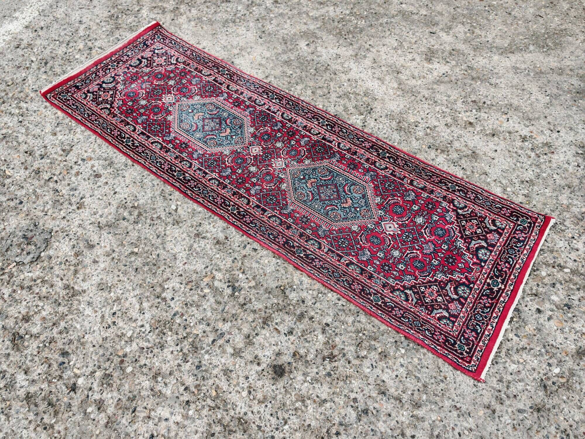 Tapis coureur Bidjar vintage noué main années 1950