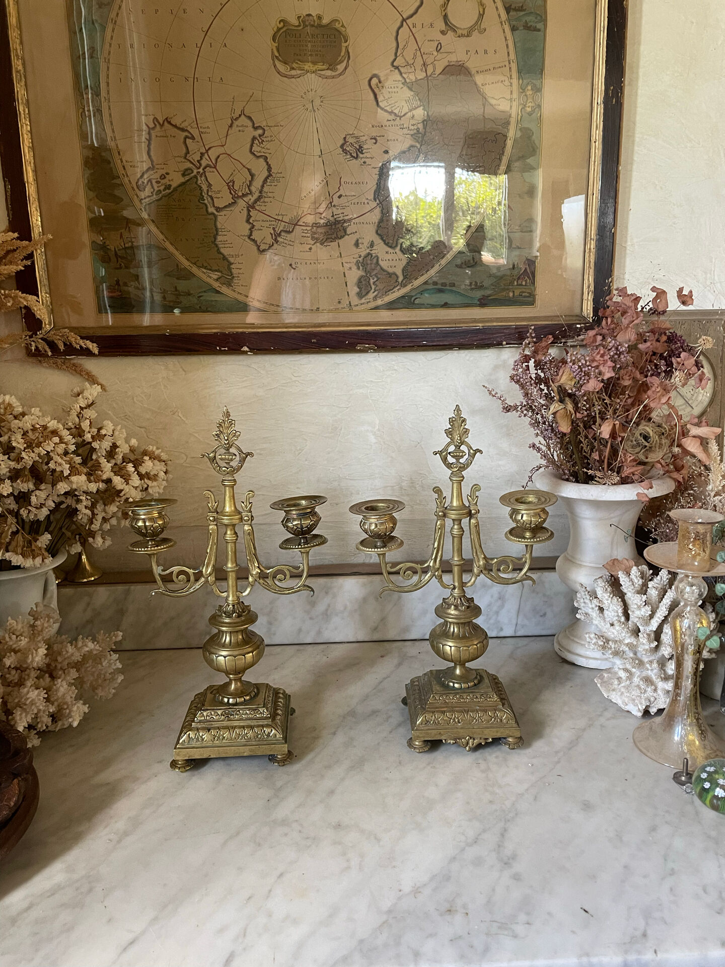 Pair of gilded bronze candlesticks in the Napoleon III style.