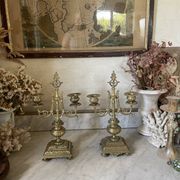 Pair of gilded bronze candlesticks in the Napoleon III style.