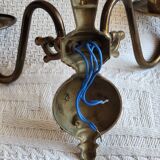 Paire d'appliques murales en laiton avec 2 feux, de style hollandais