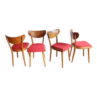 Ensemble de quatre chaises de salle à manger des années 1950 par Thonet