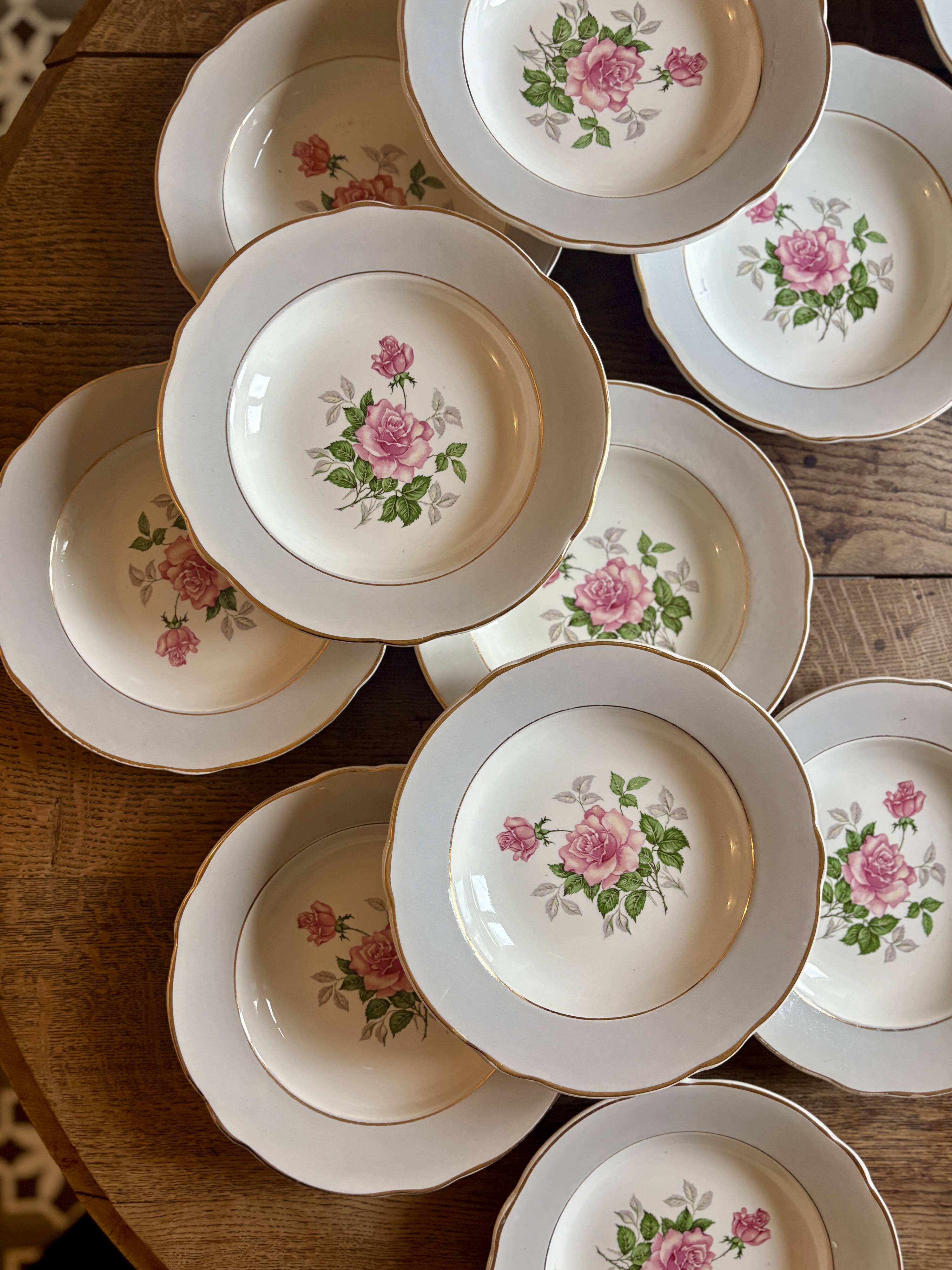 Set of 12 vintage deep plates - Fabiola model from Lunéville -