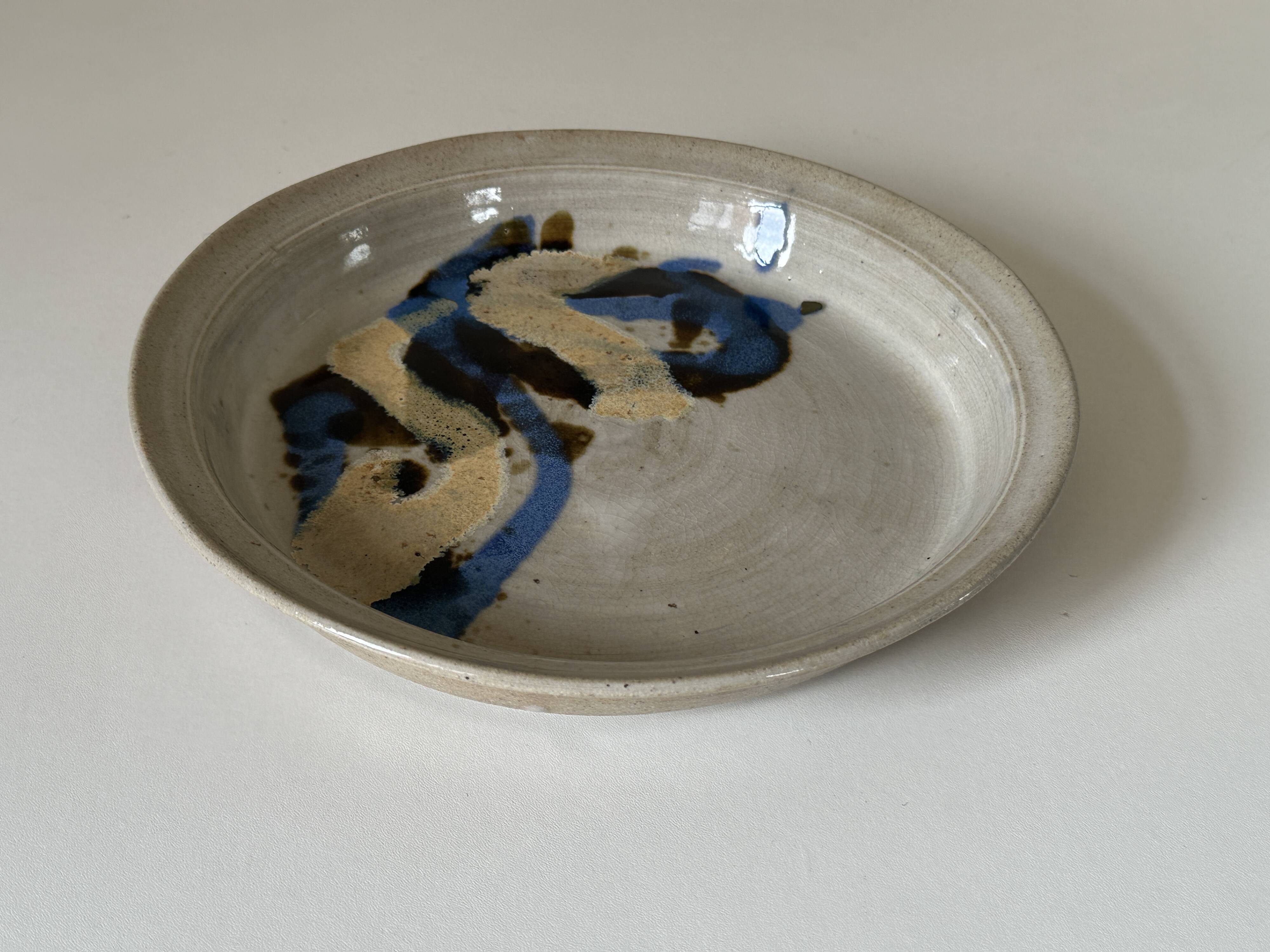 Ceramic plate signed vintage 70s