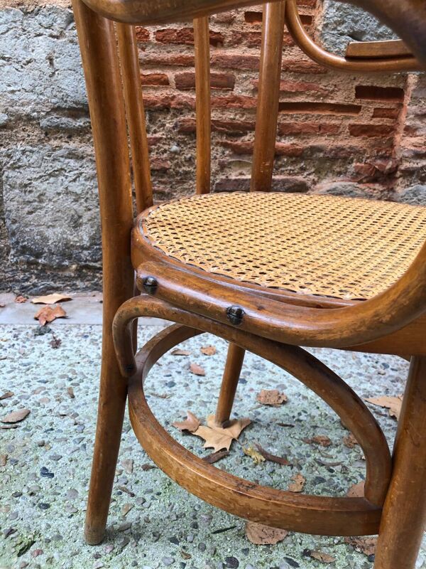 Fauteuil en bois courbé et cannage
