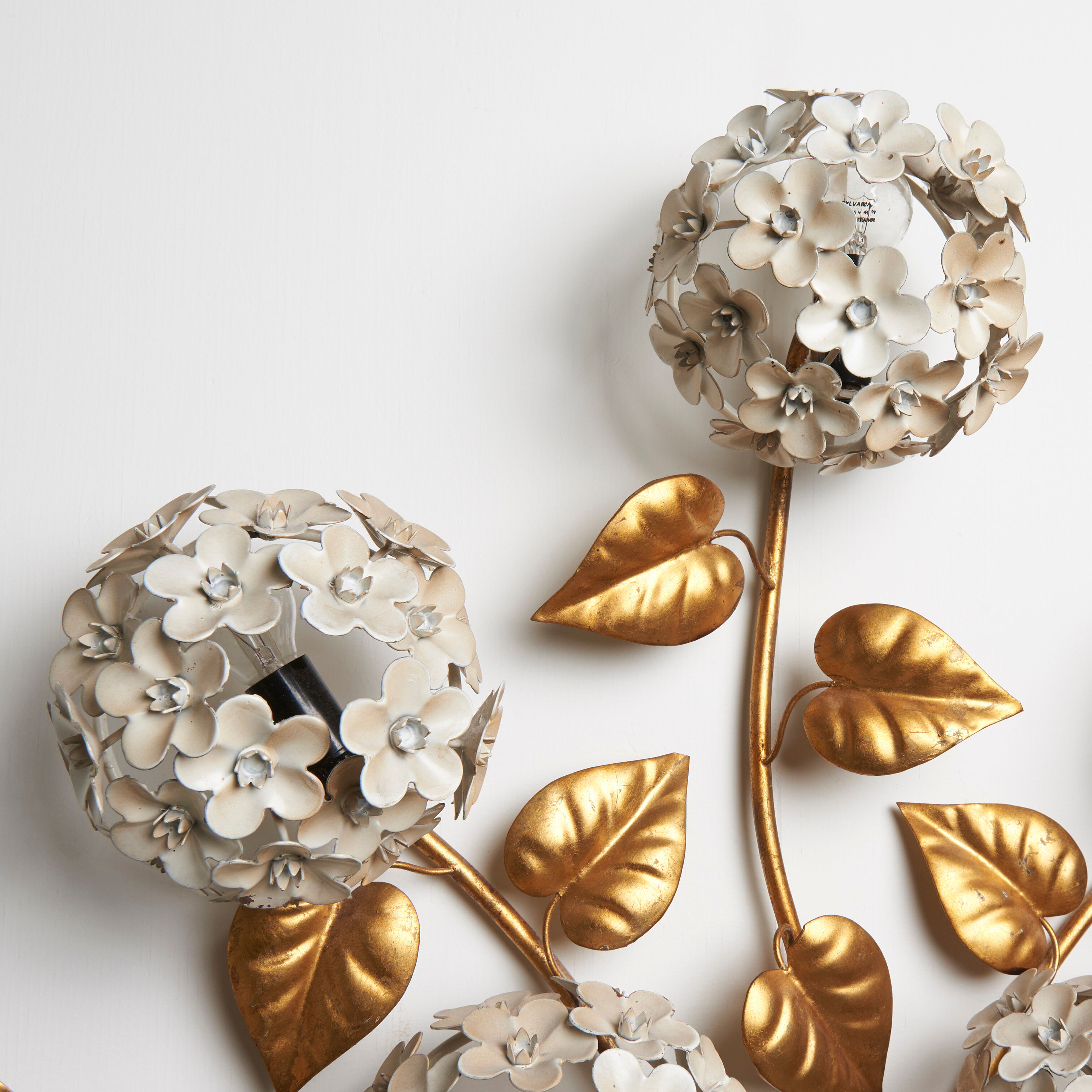 Vintage hydrangea wall lamp, 1950s