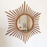 Vintage rattan sun mirror