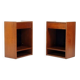 Pair Retro Vintage Danish Teak Wall Mounted Bedside Tables Cabinets Drawers 70s