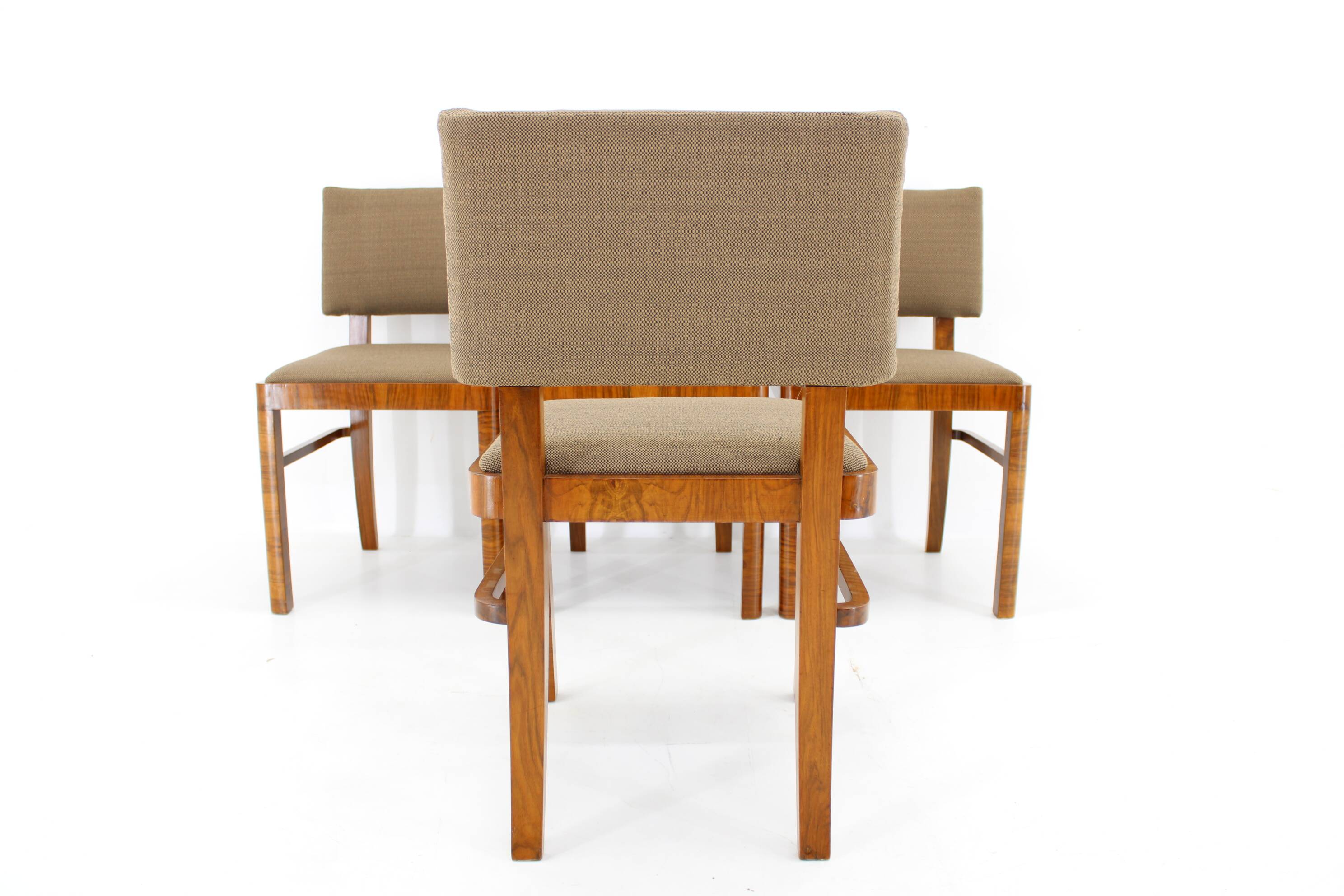 1930s Set of Four Restored Art Deco Dininng Chairs, Czechoslovakia