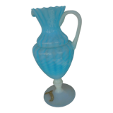 Blue and white opaline pitcher