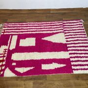 Grand tapis rose fait main 300cmx200cm