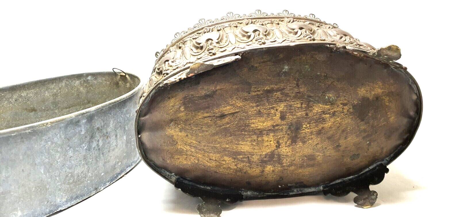 Old planter decorations medallion brass / bronze deco flower garden