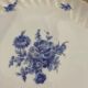 Set of 12 dessert plates blue flowers porcelain Aquitaine