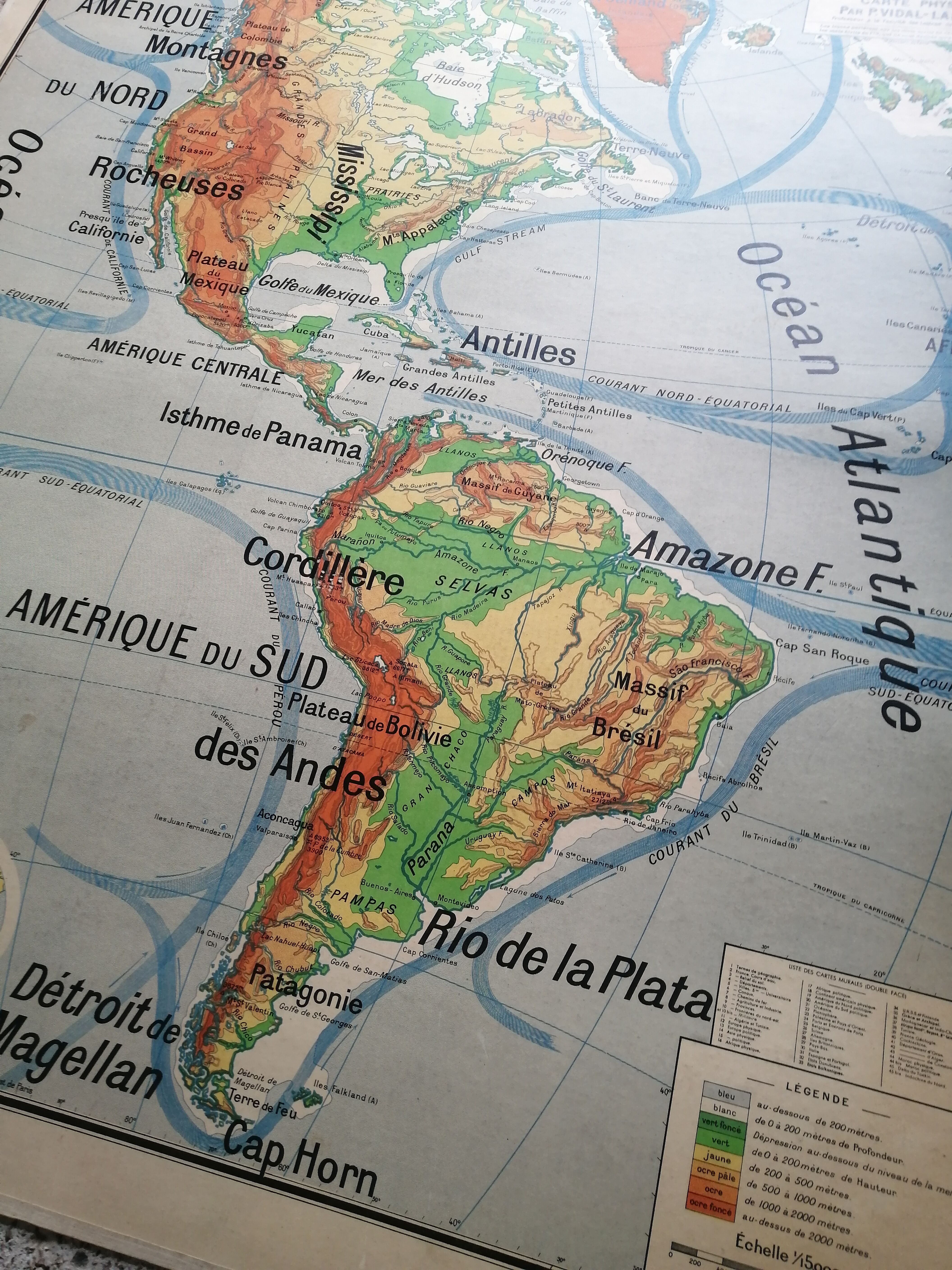 Vintage school map Lablache American Continent - USA
