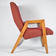 Vintage original armchair "Relax", 1960s, east europe, renovated, red fabric