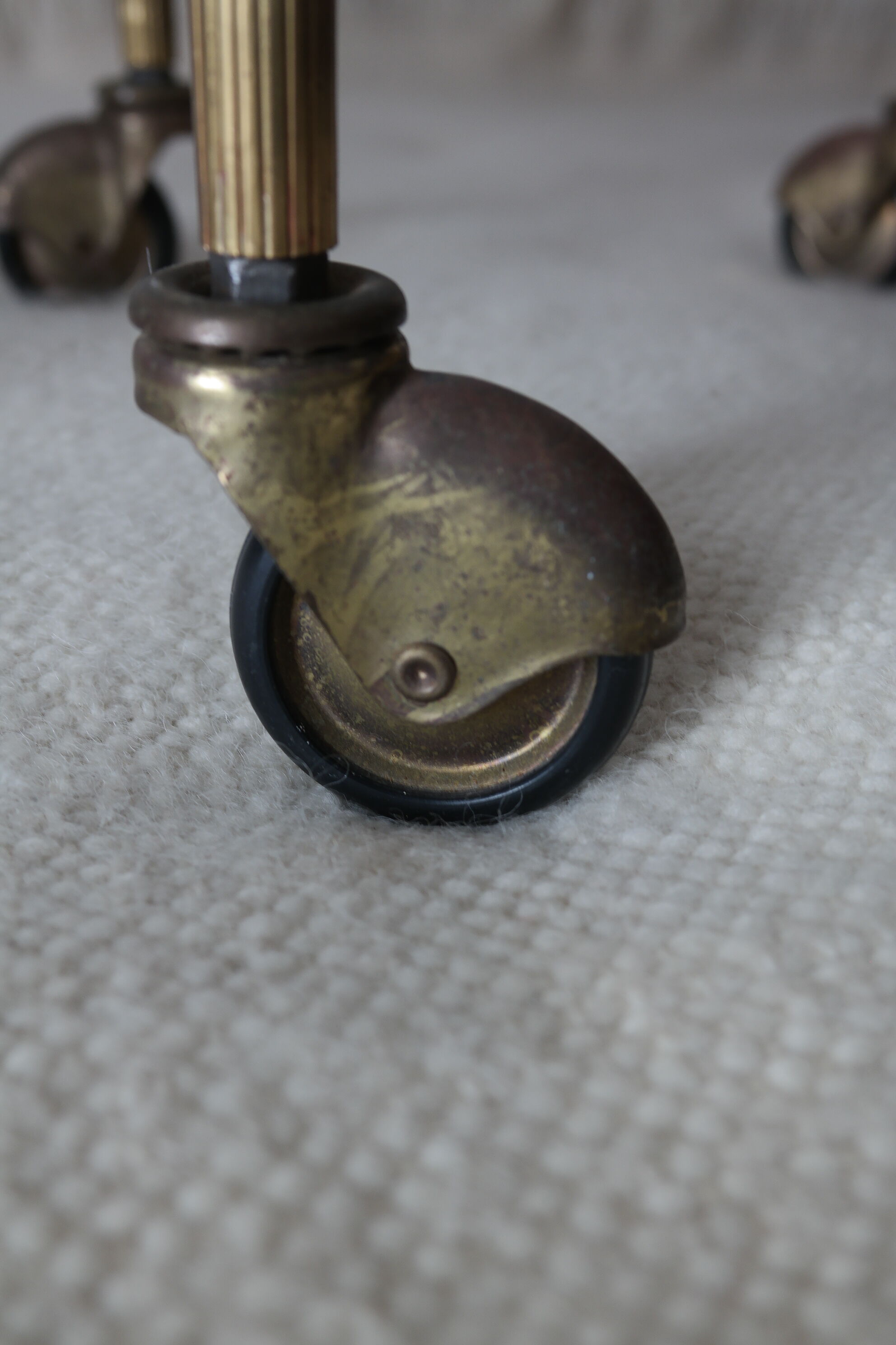 Pair of round old brass glass desserts