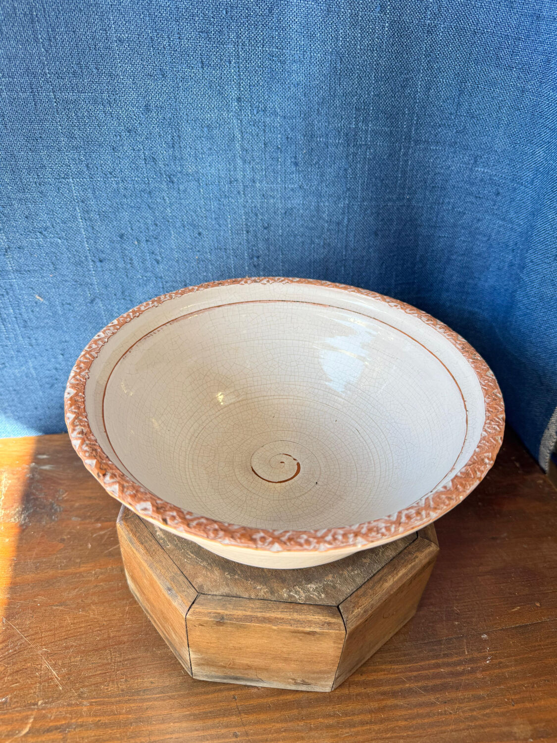 Large vintage Biot coupe in glazed ceramic, French craftsmanship.