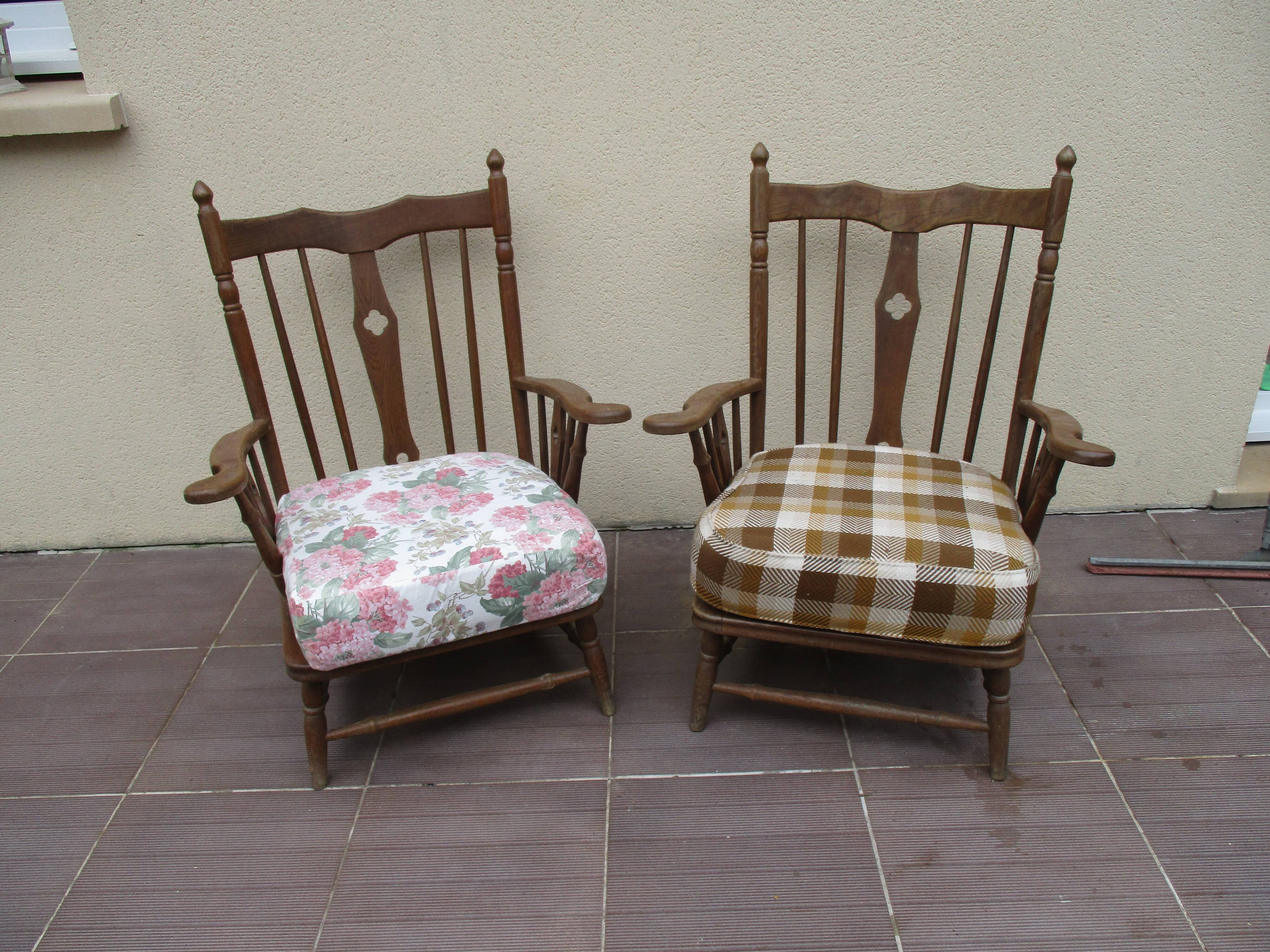 Pair armchair low high-back scandinavian 50/60