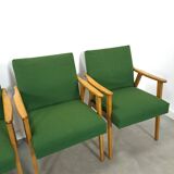 Set of 6 groene eetkamerstoelen met beukenhout