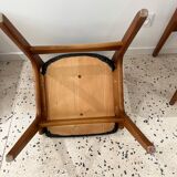 Scandinavian chair in wood and black imitation leather