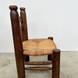 Dudouyt style straw-seated fireplace chair