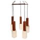 Chandelier vintage suspendu en bois de rose massif, Guzzini, Italie années 1960.