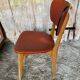 Ancienne Chaise Bois Pieds compas Vinyle Rouge Années 60