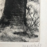 Forest under the snow, 1957. etching signed by marcel roche 1890-1959.