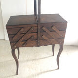 Vintage wood worker with sewing kit